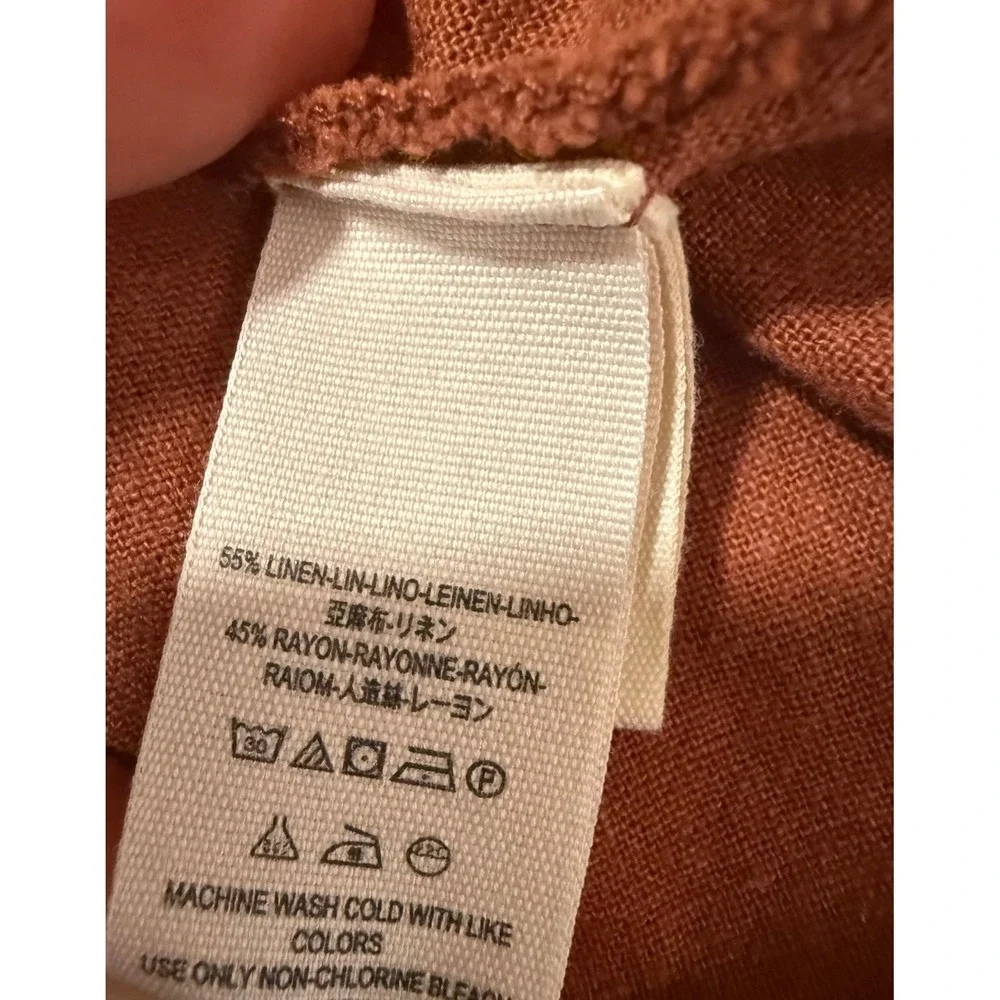 Free People Linen Blend Side Slit Midi Skirt - Women's 2 - Terracotta Rust Boho